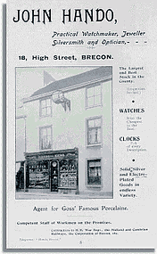 Hysbyseb ar gyfer yr Optegwr John Hando, Aberhonddu 1891