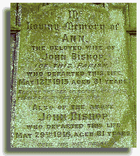 The gravestone of John and Ann Bishop.